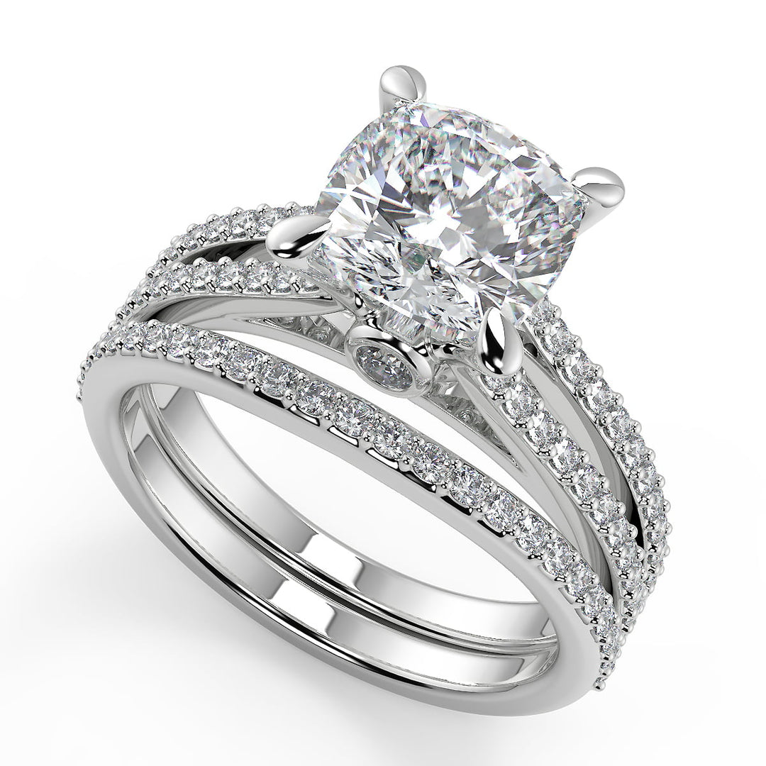 Jaycee Double French-Set Classic Cushion Cut Engagement Ring