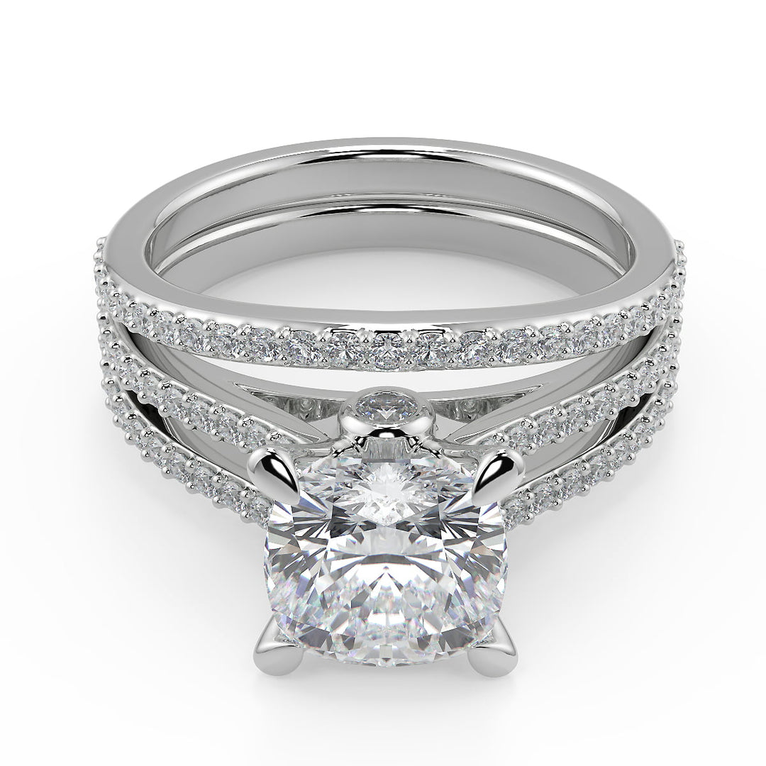 Jaycee Double French-Set Classic Cushion Cut Engagement Ring