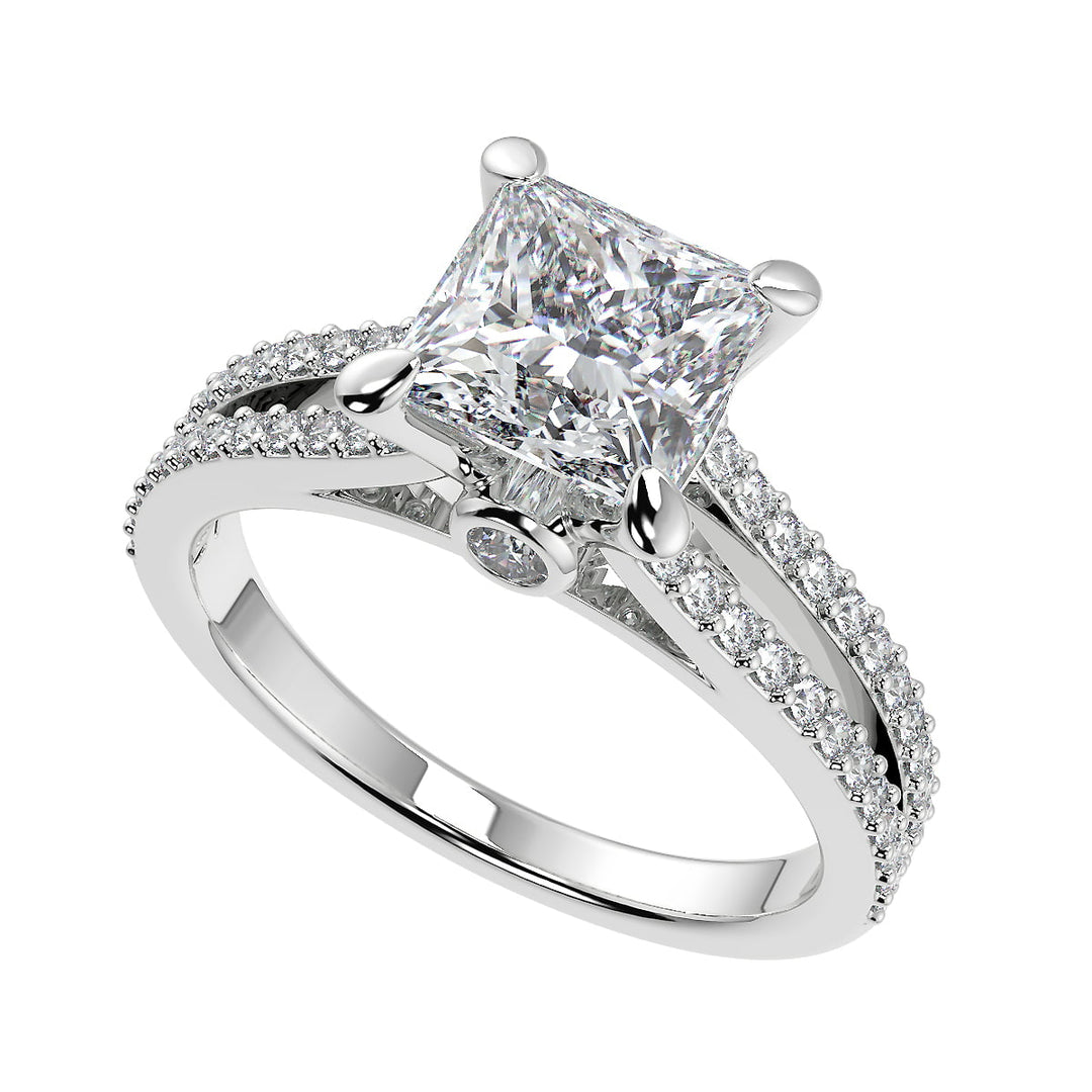 Jordin Double French-Set Split Shank Classic Princess Cut Diamond Engagement Ring