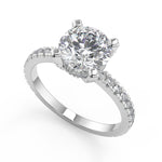 Load image into Gallery viewer, Dalia Micro French Pave Classic Round Cut Diamond Engagement Ring
