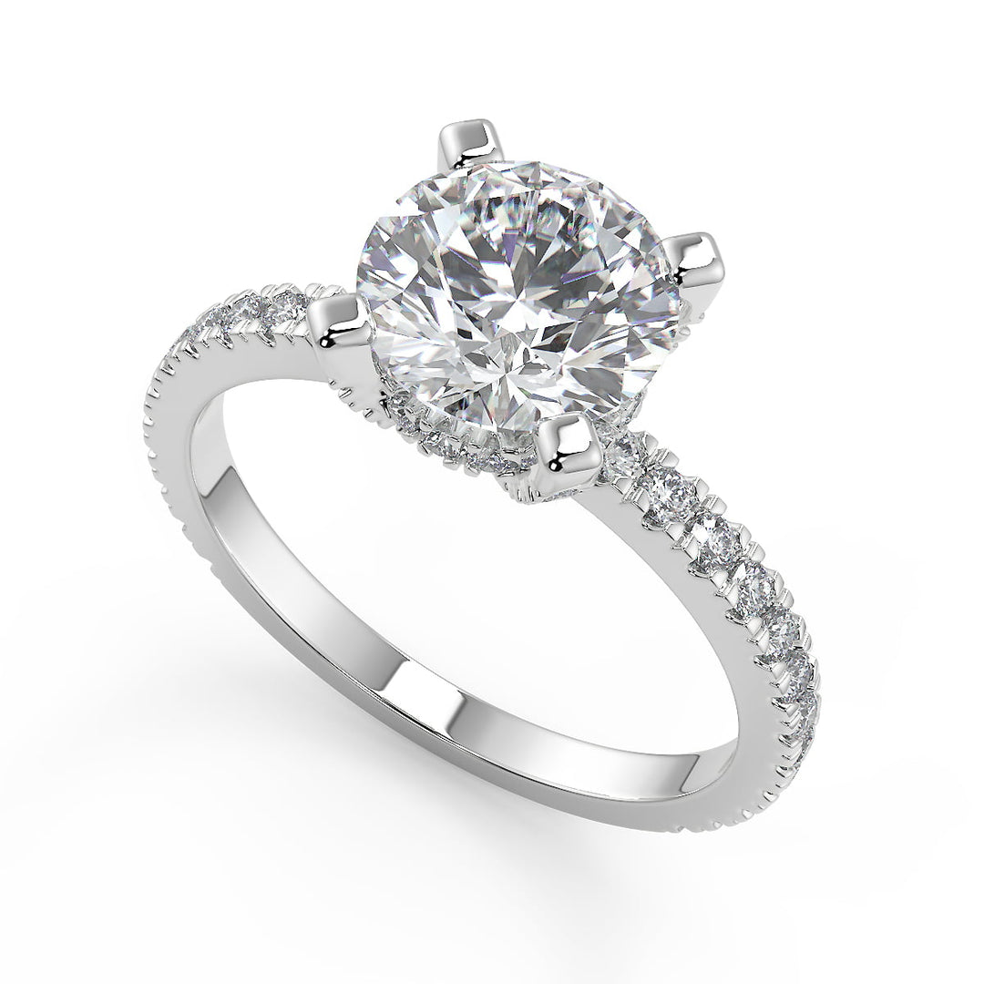 Dalia Micro French Pave Classic Round Cut Diamond Engagement Ring