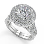 Load image into Gallery viewer, Kali Double Halo Pave Cushion Cut Diamond Engagement Ring
