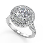 Load image into Gallery viewer, Kali Double Halo Pave Cushion Cut Diamond Engagement Ring
