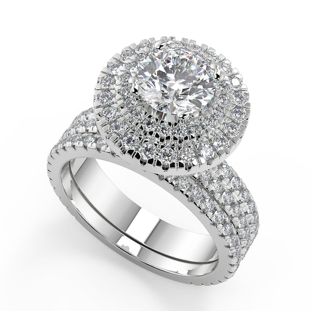 Kaylen Double Halo Pave Gala Round Cut Diamond Engagement Ring