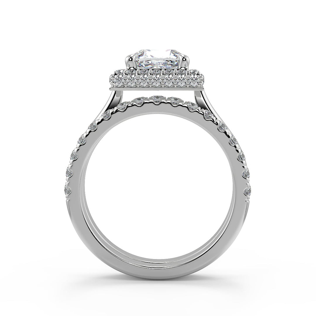 Anastasia Micro Pave Halo Cushion Cut Diamond Engagement Ring