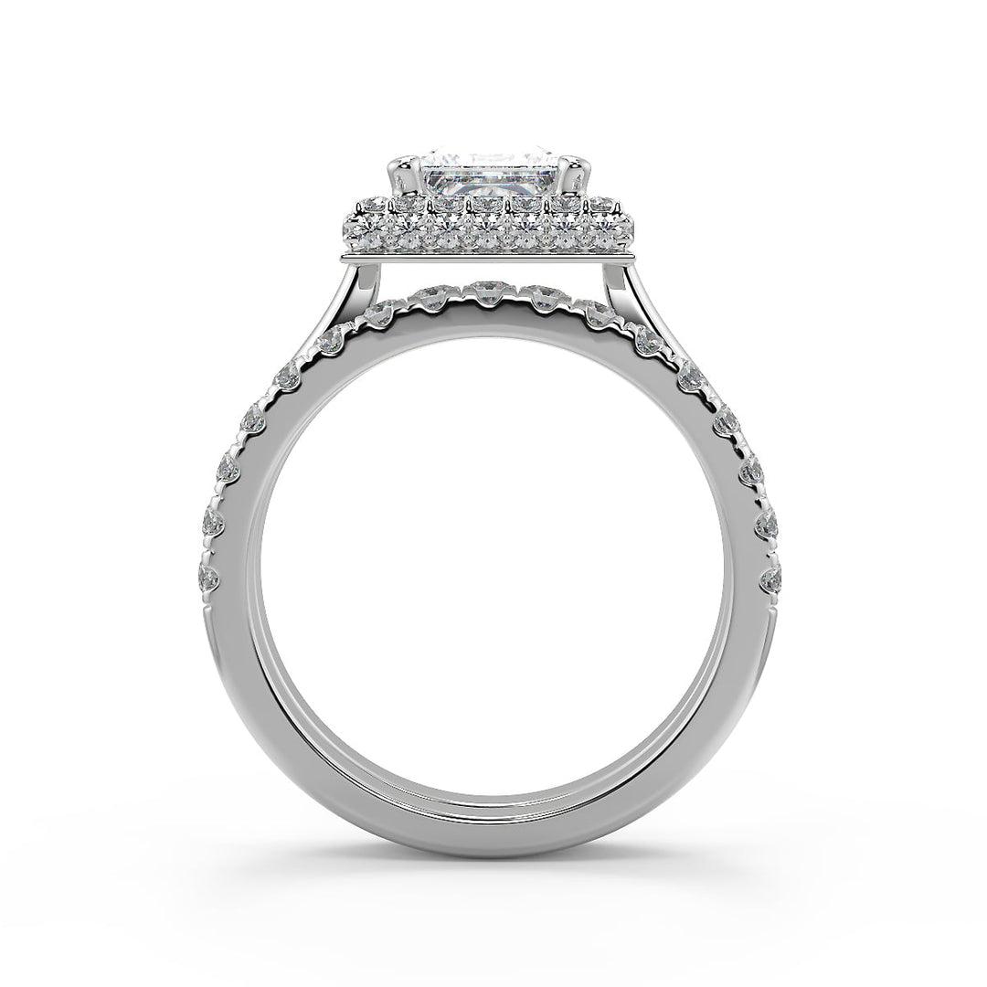 Lillianna Micro Pave Halo Princess Cut Diamond Engagement Ring