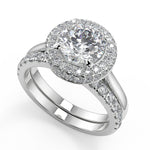 Load image into Gallery viewer, Eden Micro Pave Halo Round Cut Diamond Engagement Ring
