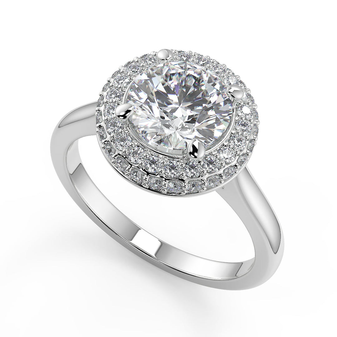 Eden Micro Pave Halo Round Cut Diamond Engagement Ring