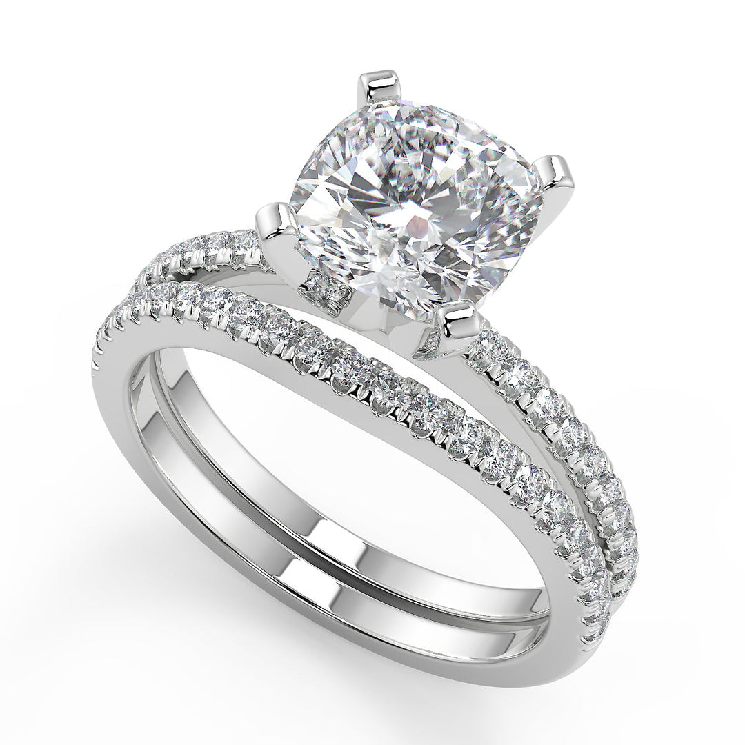 Taylor French Pave Classic Cushion Cut Diamond Engagement Ring