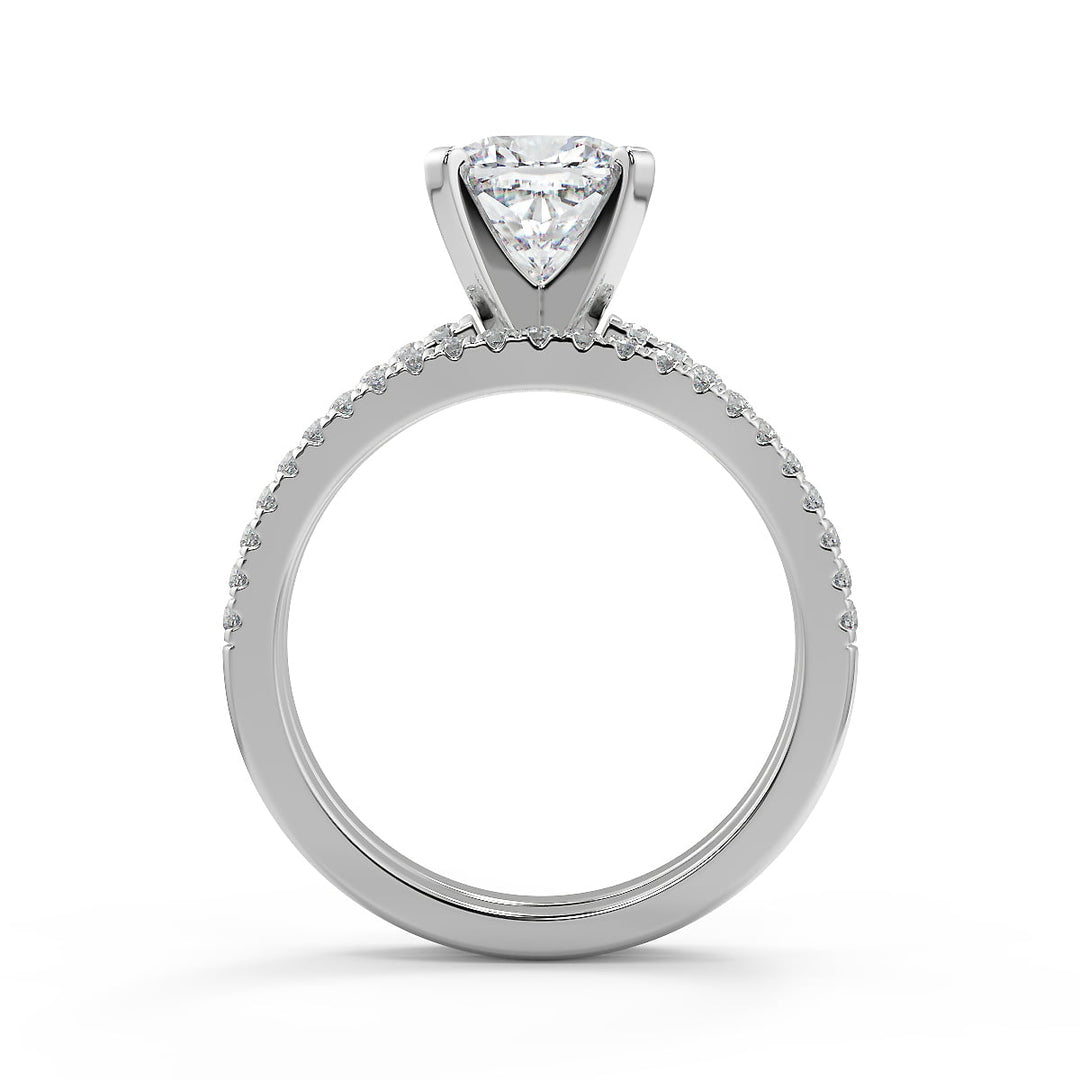 Taylor French Pave Classic Cushion Cut Diamond Engagement Ring