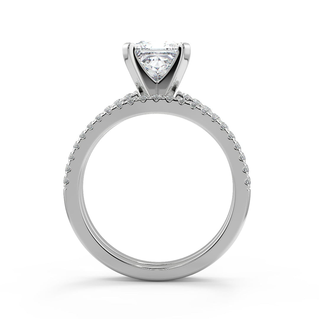 Kamryn French Pave Classic Princess Cut Diamond Engagement Ring