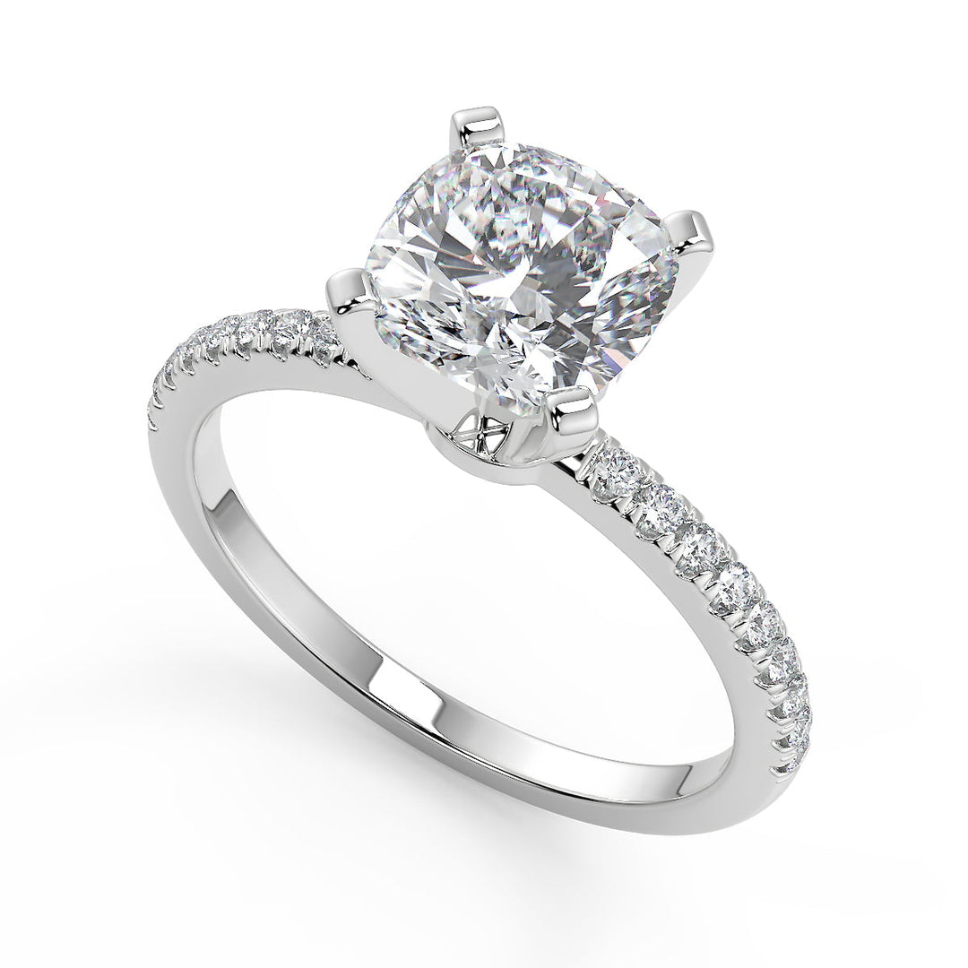 Alannah Petite Micro Pave Cushion Cut Diamond Engagement Ring