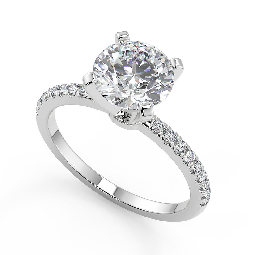 Clare Petite Micro Pave Round Cut Diamond Engagement Ring