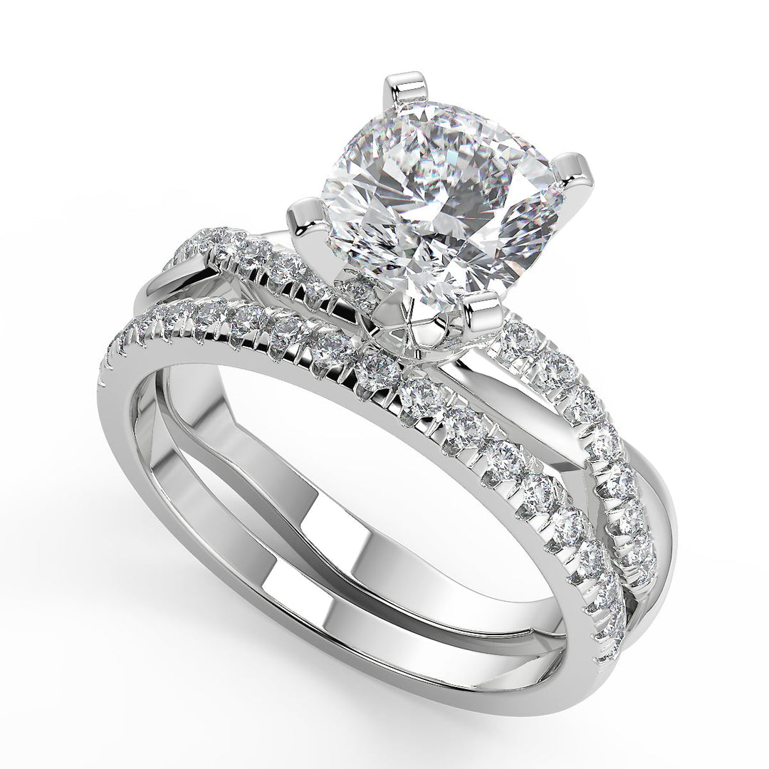 Carina Petite twist Pave Cushion Cut Diamond Engagement Ring