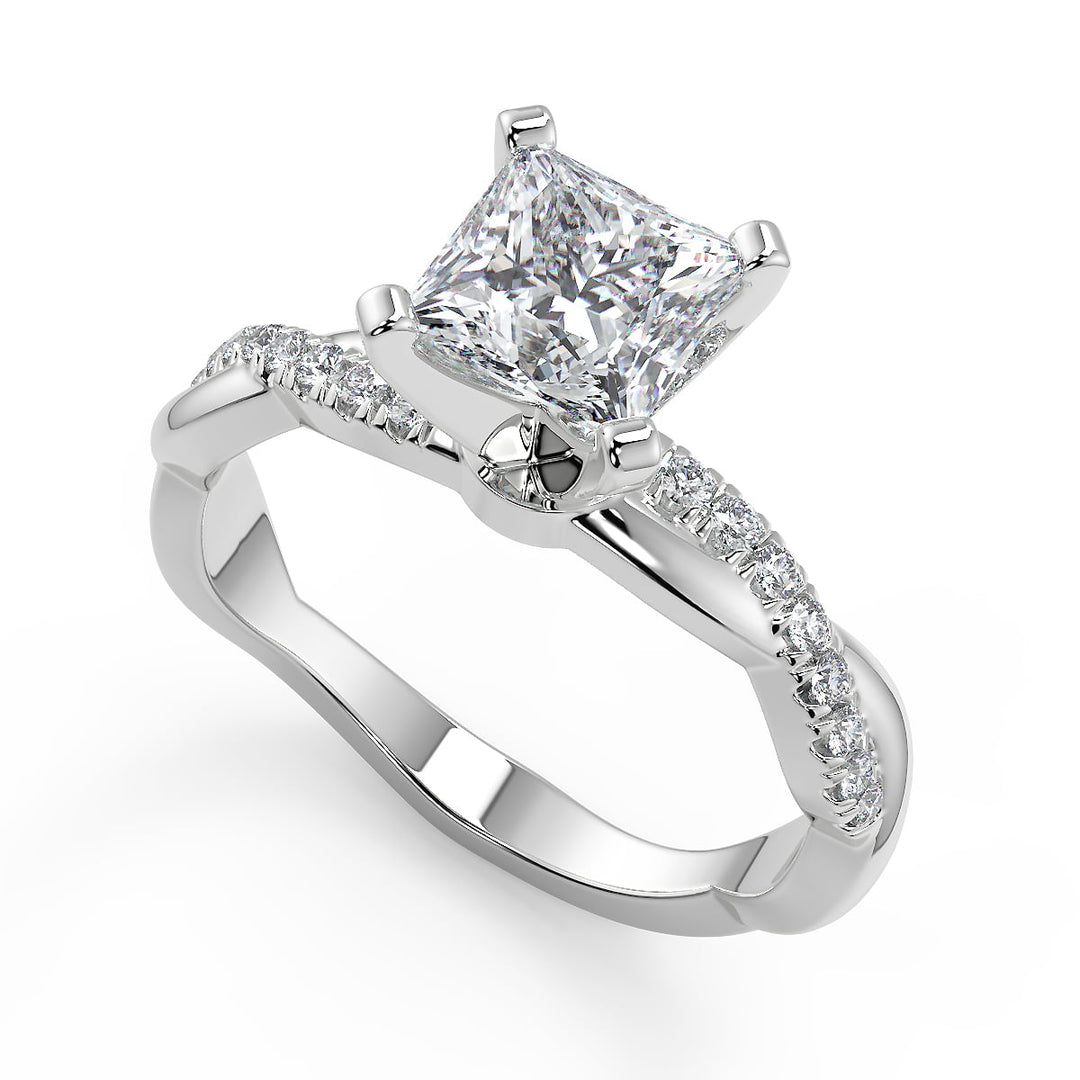 Arabella Petite twist Pave Princess Cut Diamond Engagement Ring