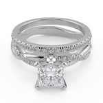 Load image into Gallery viewer, Arabella Petite twist Pave Princess Cut Diamond Engagement Ring
