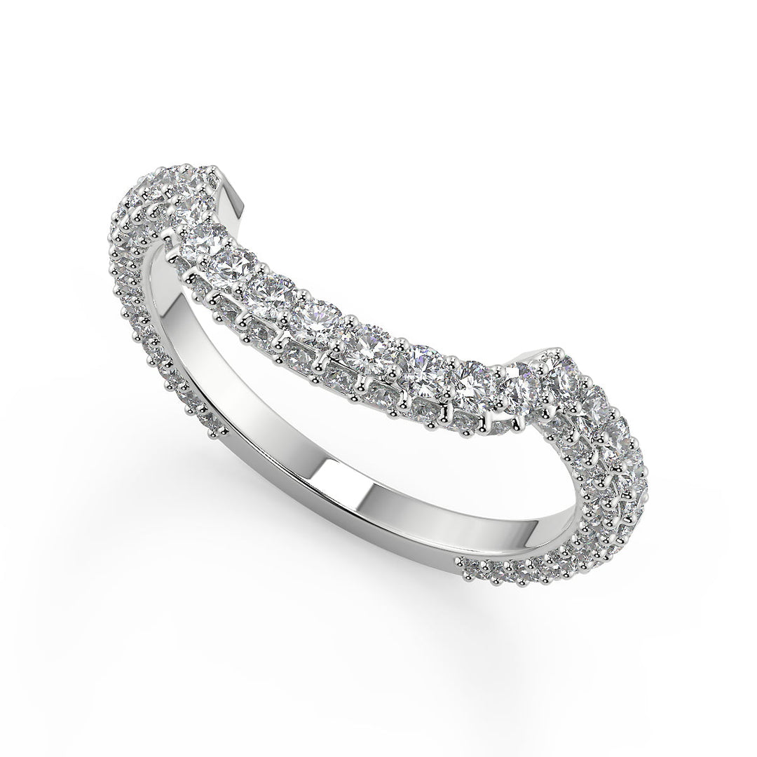Lizeth 3 Row Pave Cushion Cut Diamond Engagement Ring