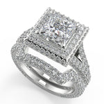 Load image into Gallery viewer, Eva 3 Row Pave Princess Cut Diamond Engagement Ring
