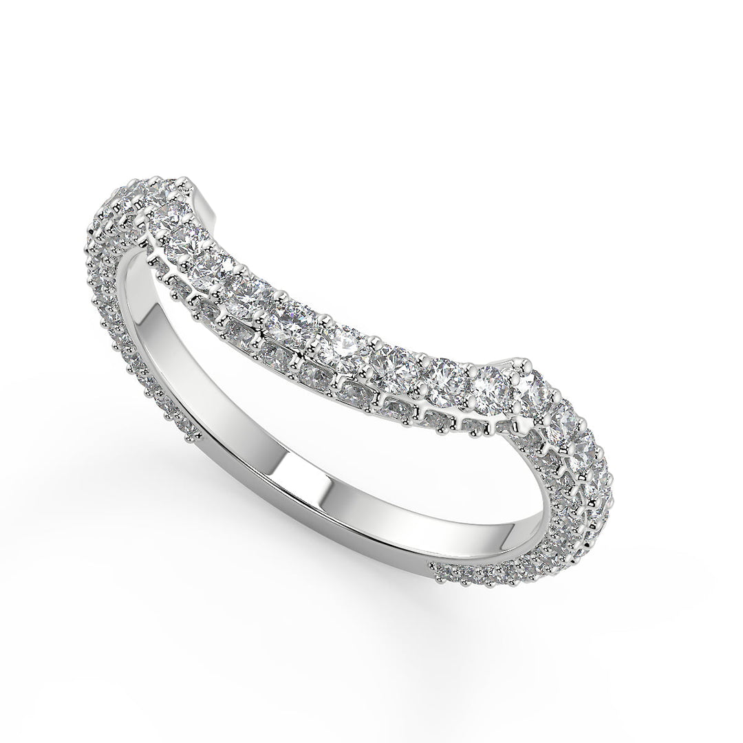 Kaylynn 3 Row Pave Round Cut Diamond Engagement Ring