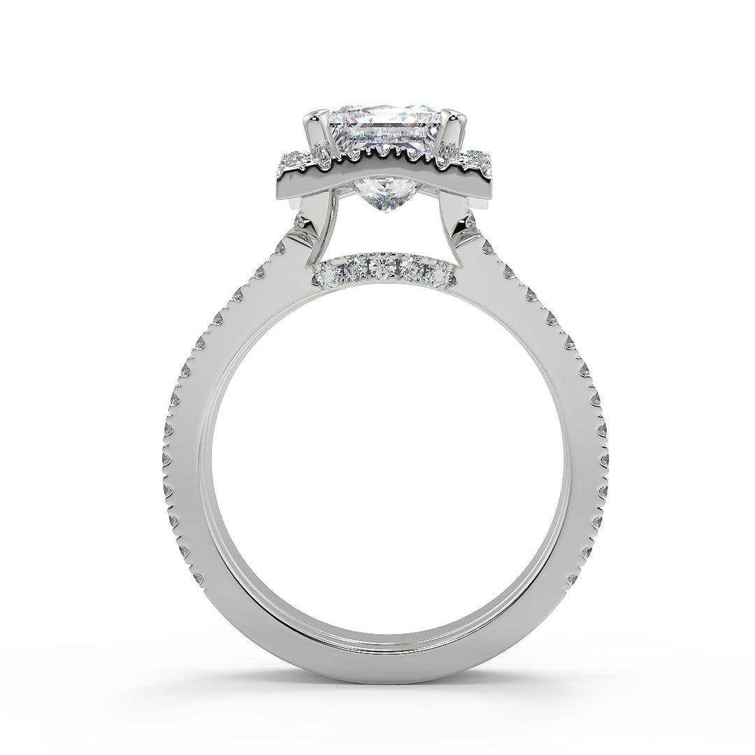 Gabriela Halo Pave Split Shank Princess Cut Engagement Ring