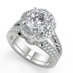 Load image into Gallery viewer, Kylie Halo Pave Split Shank Round Cut Diamond Engagement Ring
