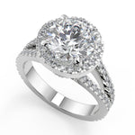 Load image into Gallery viewer, Kylie Halo Pave Split Shank Round Cut Diamond Engagement Ring
