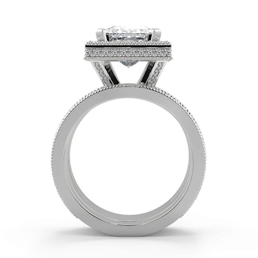 Danna Split Shank Pave Halo Princess Cut Diamond Engagement Ring