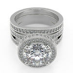 Load image into Gallery viewer, Norah Split Shank Pave Halo Round Cut Diamond Engagement Ring

