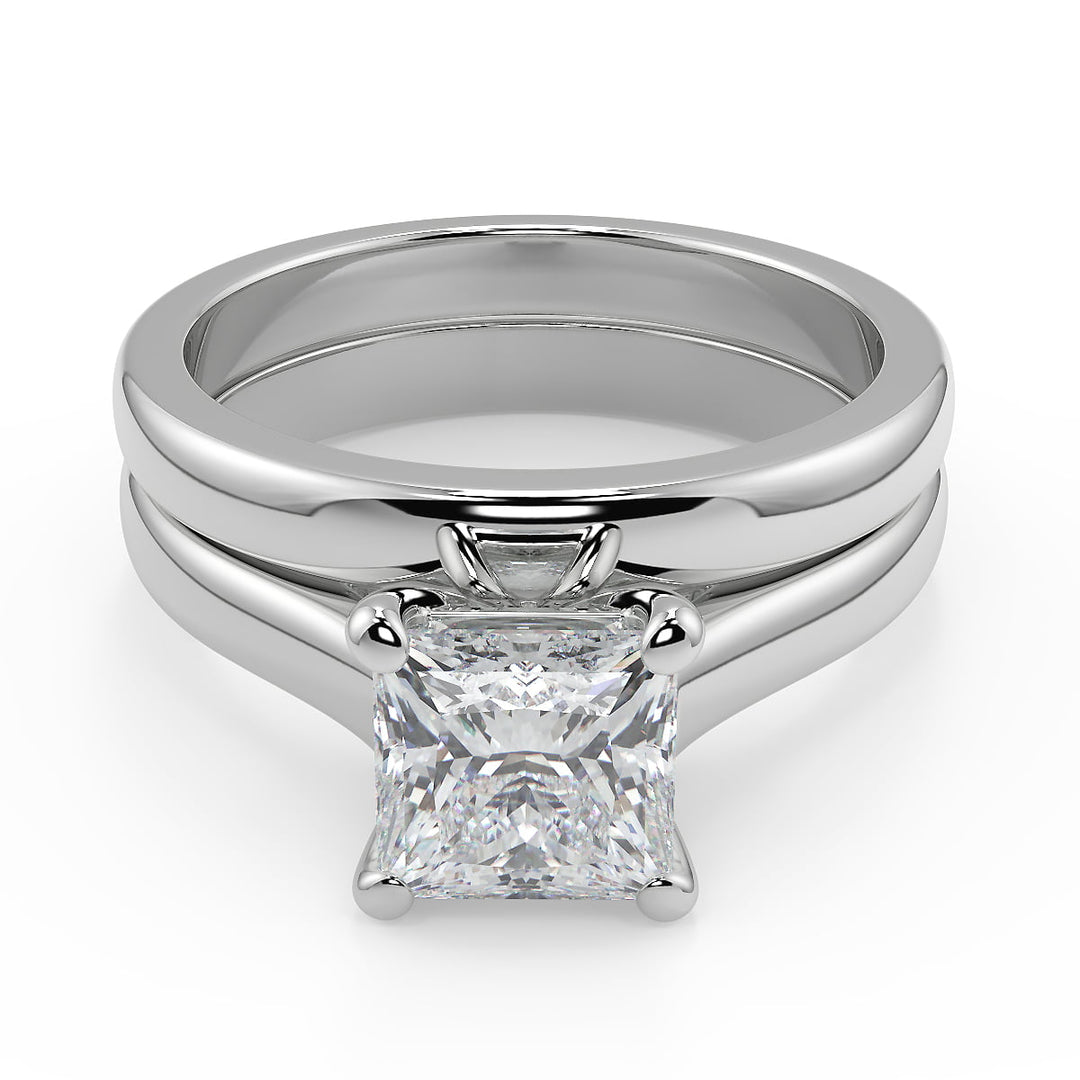 Summer 4 Prong Basket Solitaire Princess Cut Diamond Engagement Ring