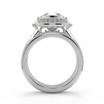 Load image into Gallery viewer, Kylee Halo Bezel Set Cushion Cut Diamond Engagement Ring
