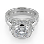 Load image into Gallery viewer, Kylee Halo Bezel Set Cushion Cut Diamond Engagement Ring
