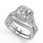 Load image into Gallery viewer, Angelique Micro Pave Halo Infinity Cushion Cut Engagement Ring
