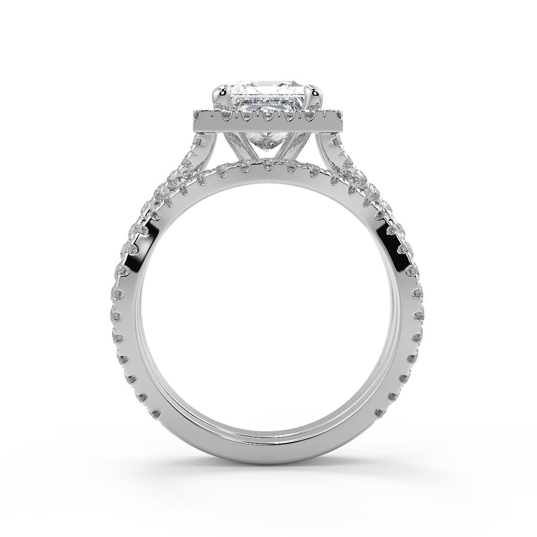 Maren Micro Pave Halo Princess Cut Diamond Engagement Ring
