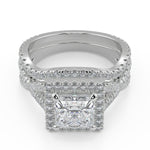 Load image into Gallery viewer, Maren Micro Pave Halo Princess Cut Diamond Engagement Ring
