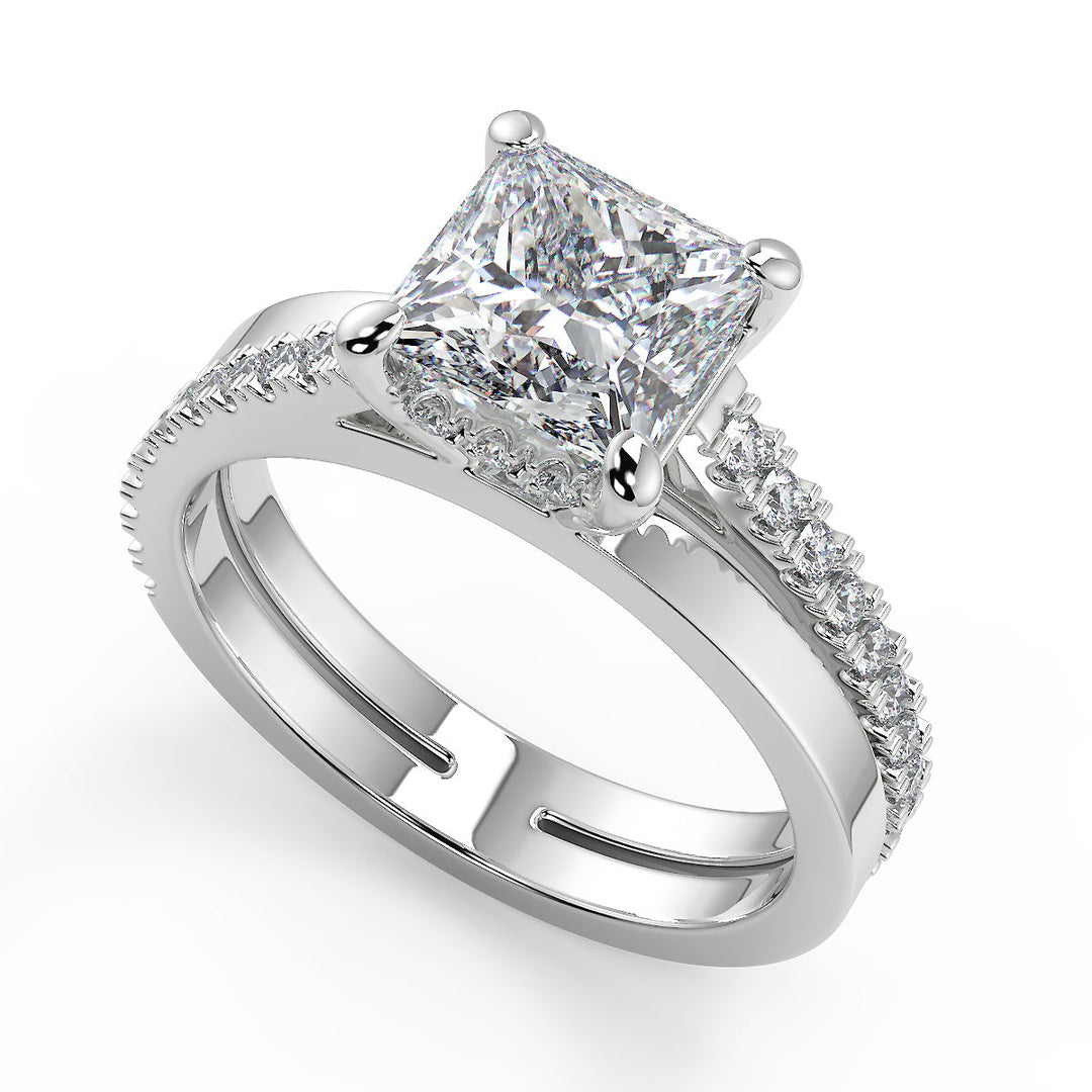 Elisa Promise Pave Princess Cut Diamond Engagement Ring