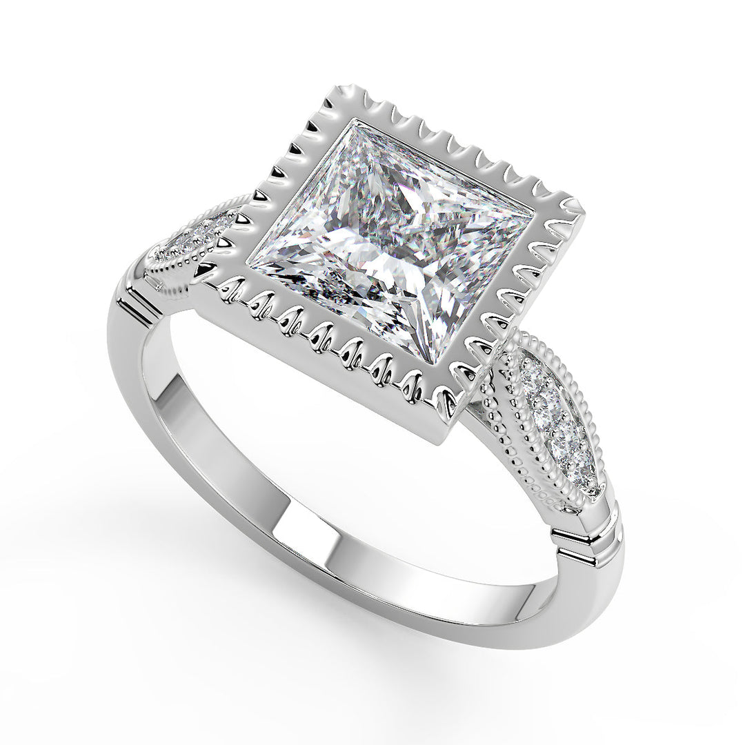 Zoey 4 Prong Solitaire Princess Cut Diamond Engagement Ring