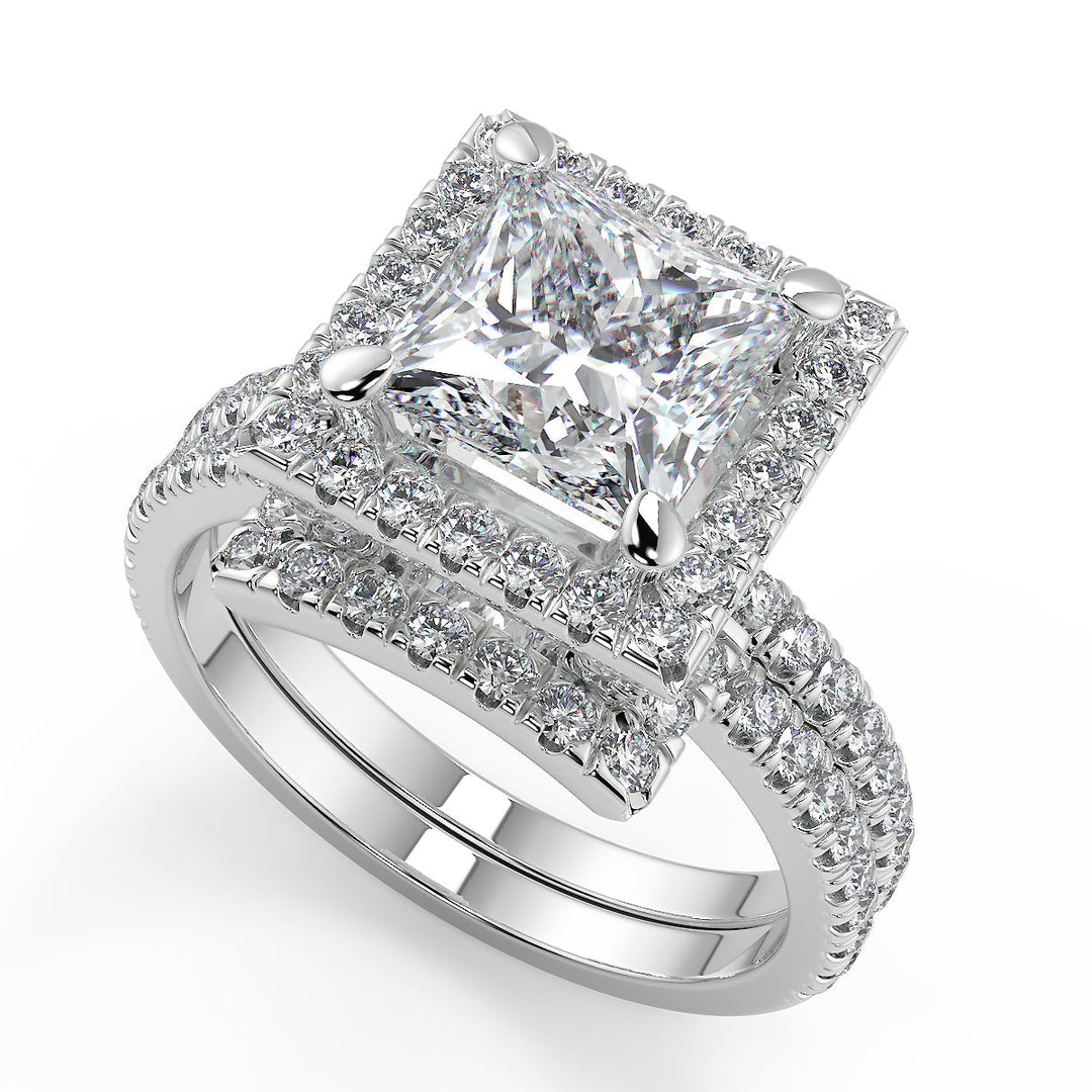 Sanai Micro Pave Halo Princess Cut Diamond Engagement Ring