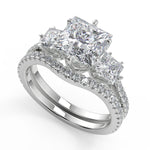 Load image into Gallery viewer, Kaylee 3 Stone French Pave Princess Cut Diamond Engagement Ring
