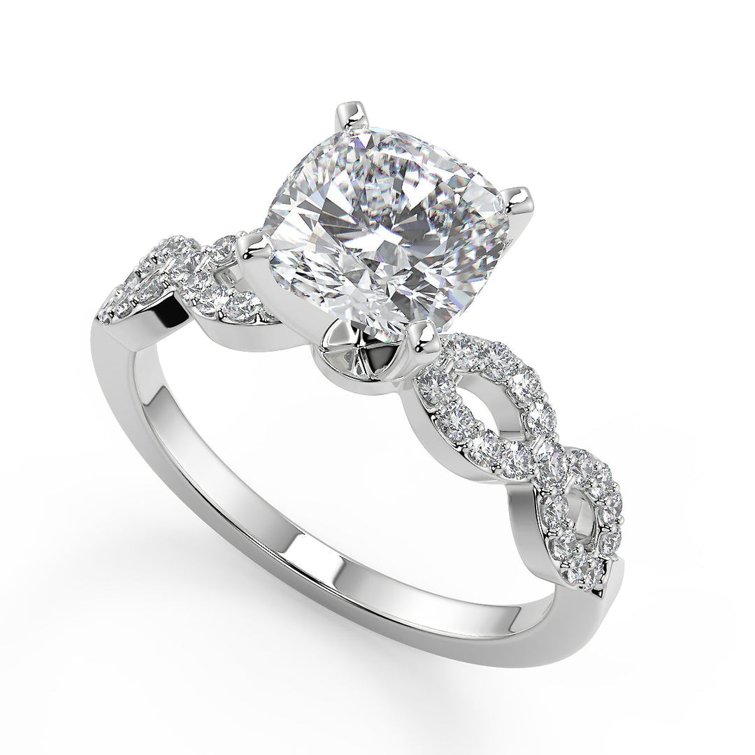 Heather Infinity Pave Cushion Cut Diamond Engagement Ring
