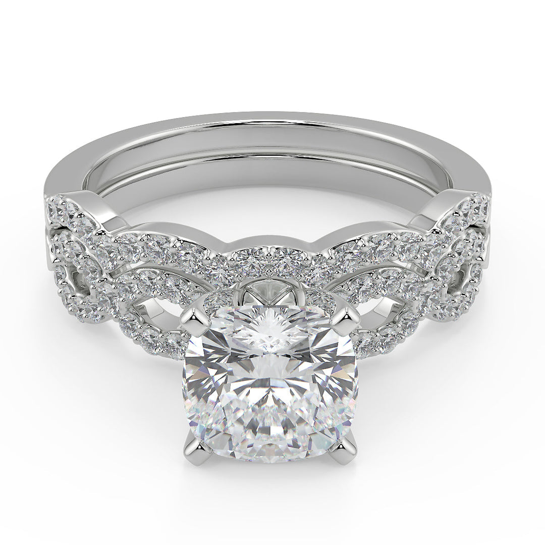 Heather Infinity Pave Cushion Cut Diamond Engagement Ring