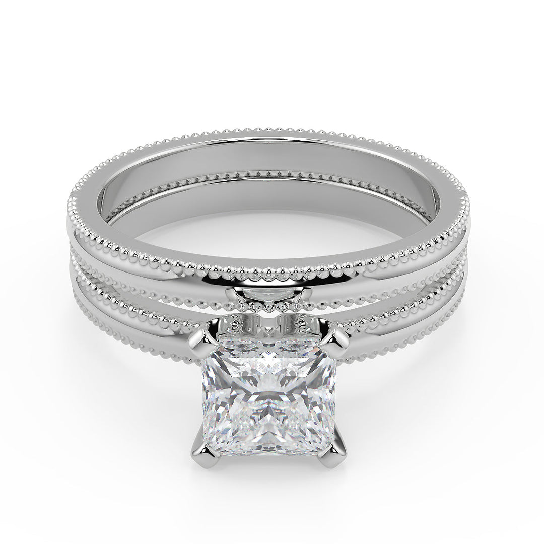 Anaya Milgrain Solitaire Princess Cut Diamond Engagement Ring