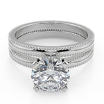 Load image into Gallery viewer, Iyana Milgrain Solitaire Round Cut Diamond Engagement Ring
