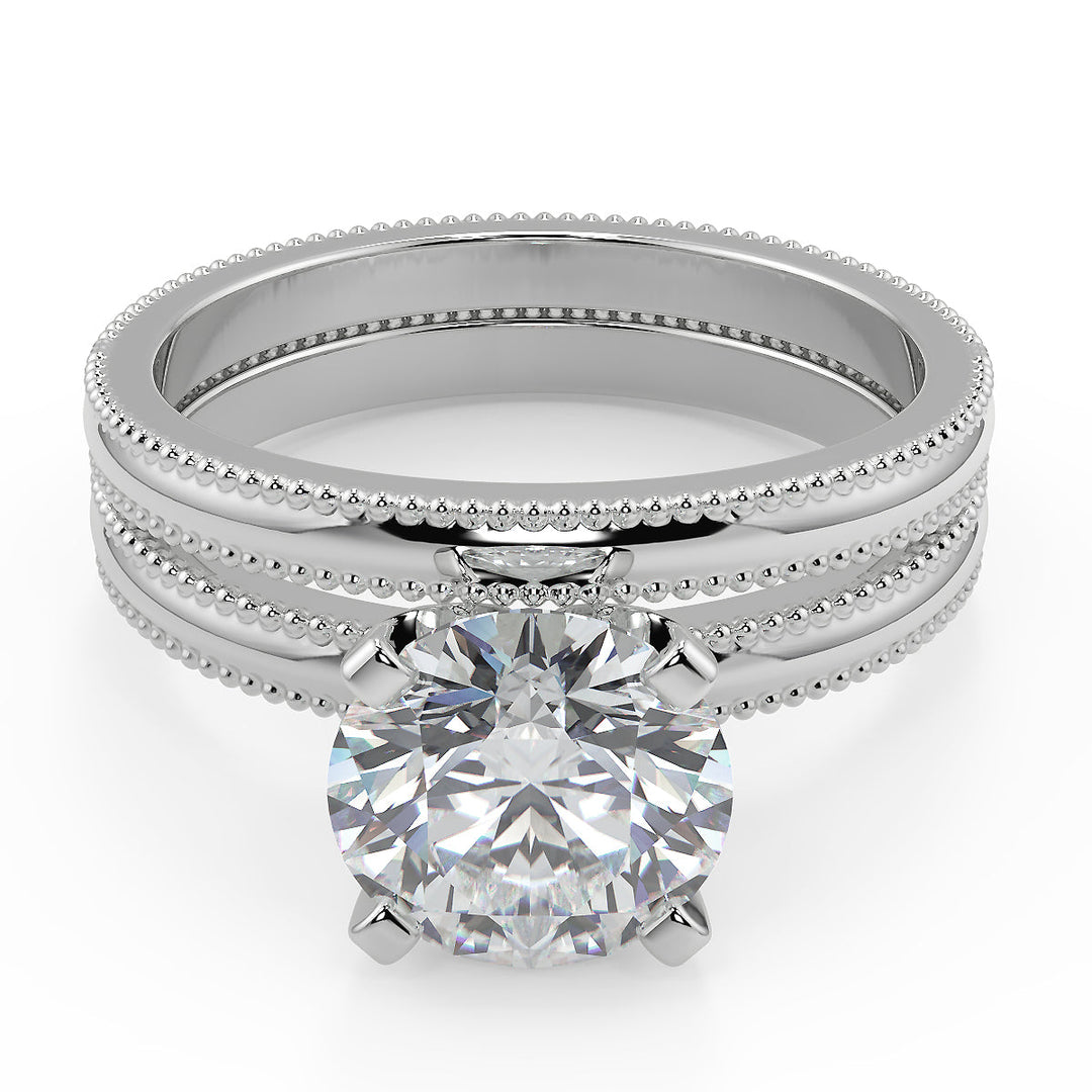 Iyana Milgrain Solitaire Round Cut Diamond Engagement Ring