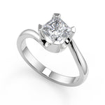 Load image into Gallery viewer, Elaine Bezel Set Twist Solitaire Princess Cut Diamond Engagement Ring
