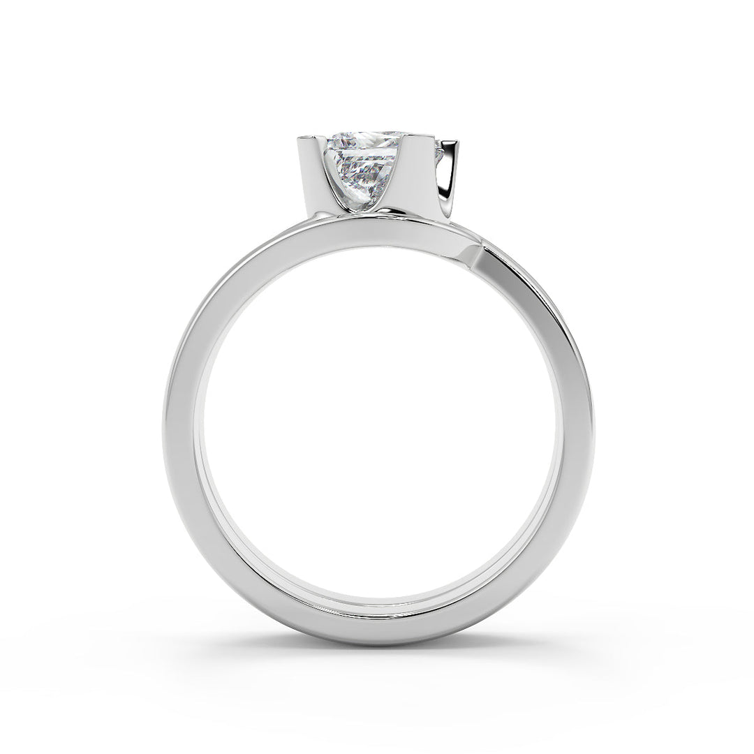 Elaine Bezel Set Twist Solitaire Princess Cut Diamond Engagement Ring