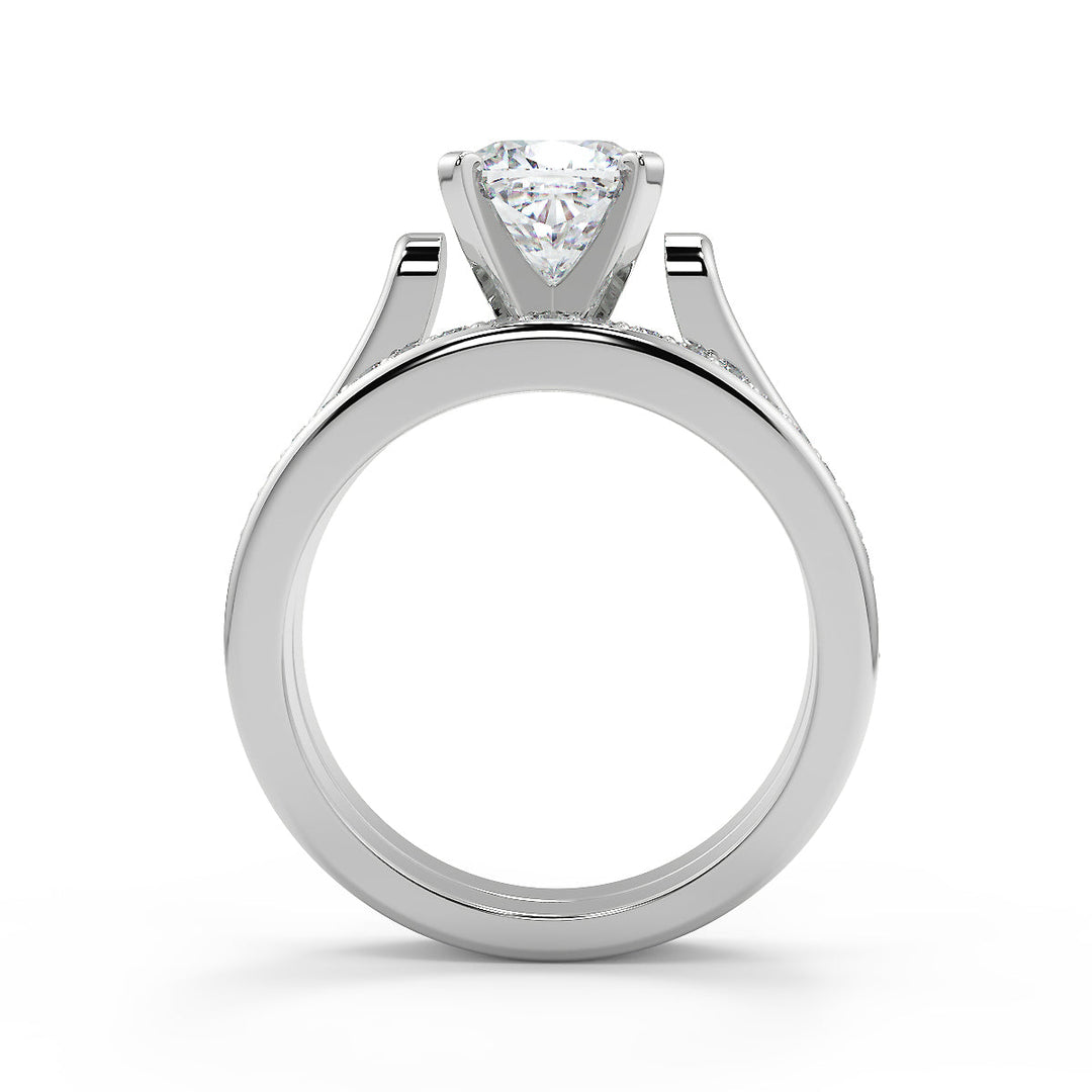 Teresa 4 Prong Cathedral Solitaire Cushion Cut Engagement Ring