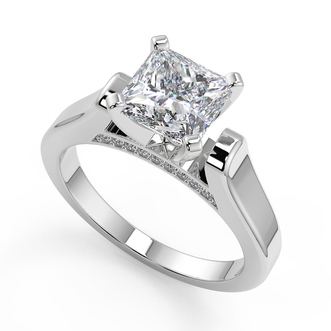Lorelai 4 Prong Cathedral Princess Diamond Engagement Ring