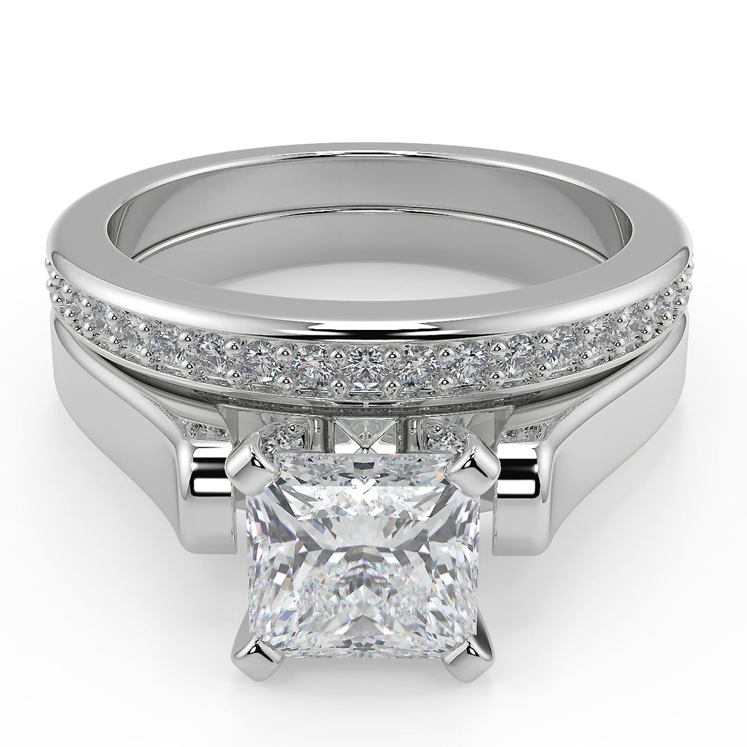 Lorelai 4 Prong Cathedral Princess Diamond Engagement Ring