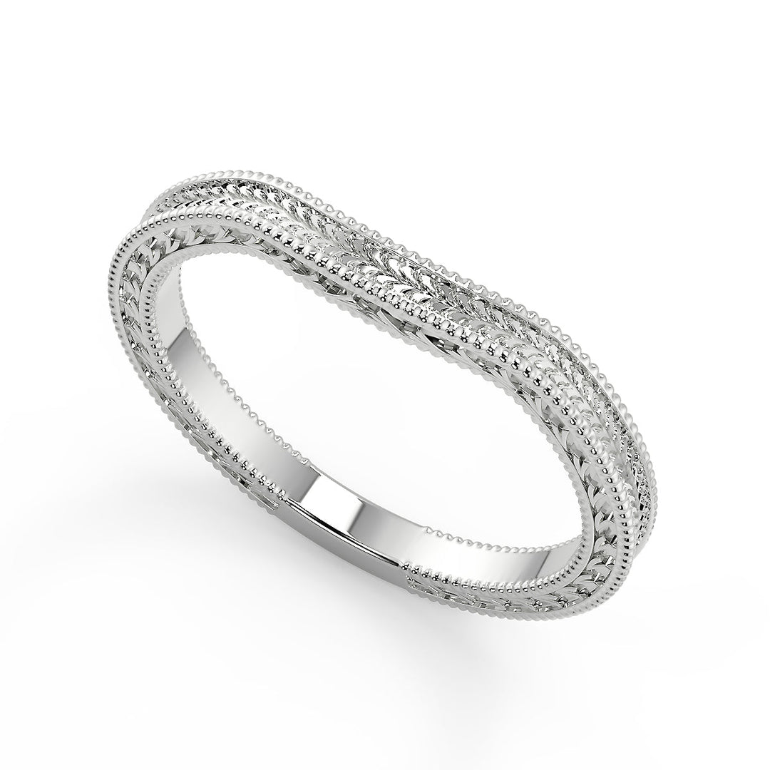 Miracle Hand Engraved 4 Prong Milgrain Solitaire Princess Cut Diamond Engagement Ring