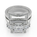 Load image into Gallery viewer, Allie Halo Baguette Accents Princess Cut Diamond Engagement Ring

